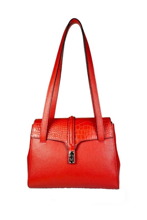 Geanta dama, piele naturala, rosie, medie, Lucy Bags