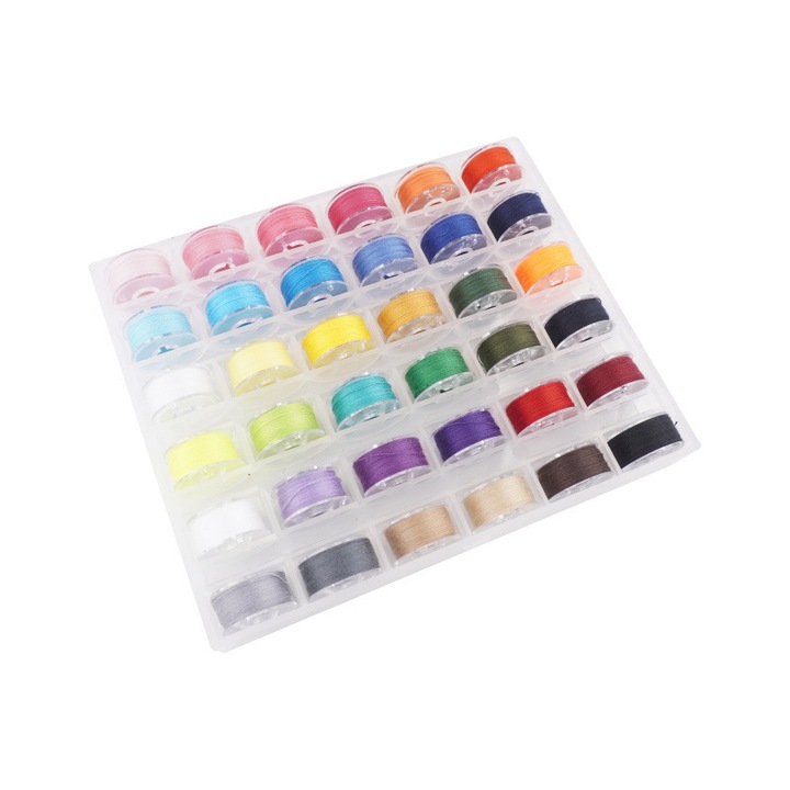 Set 36 bobine cu fire de ata pentru cusut compatibile cu Bro-Ther/Baby-Lock/Jano-me/El-na/Sin-ger, Plastic, Multicolor