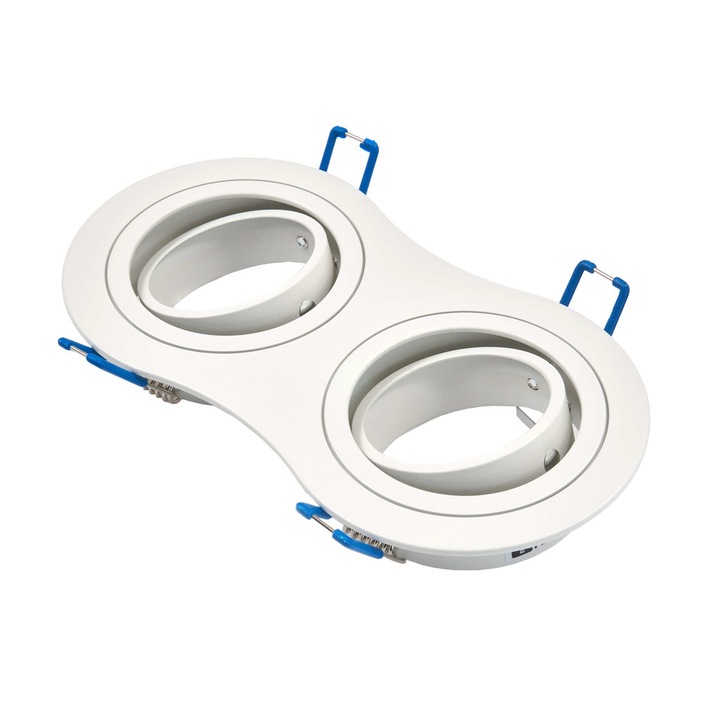 Rama dubla pentru spoturi Aigostar, Almo, Aluminiu, GU10/MR16, 173x91 mm, Alb mat