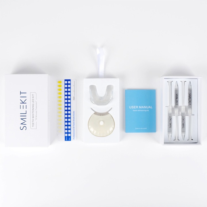 SmileKit, LED, Fehérítő gél, fogfehérítő készlet, fehér