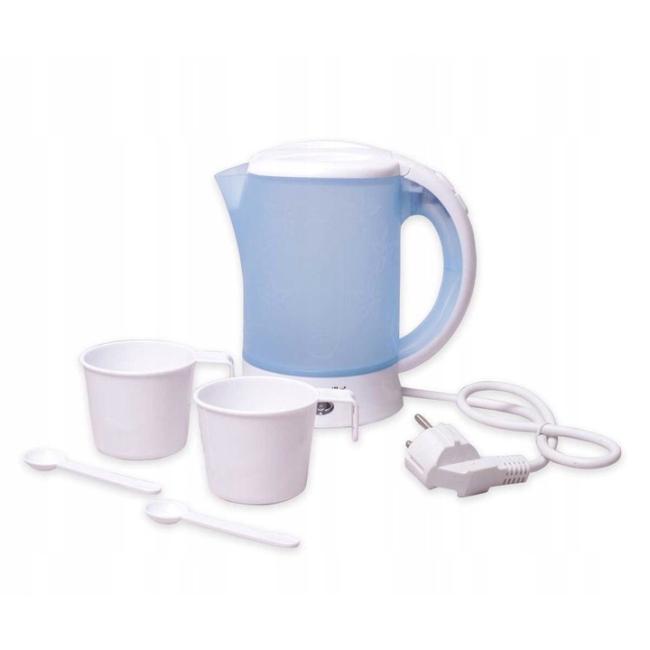 Кана Kamille 1718B, С 2 чаши и 2 лъжици, 600 W, Капацитет 0.6 л, Син