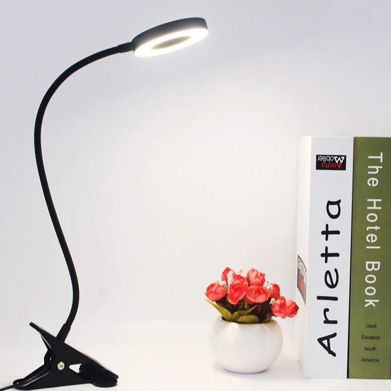 LED настолна лампа, с щипка, 3 интензитета на светлината 4000K ...