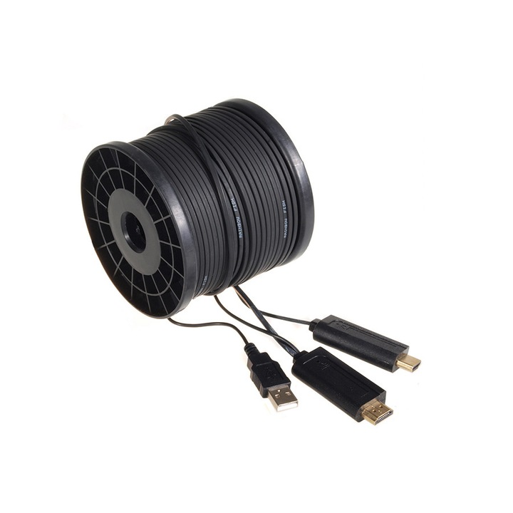 Cablu HDMI Optical, 16Gbps, Maclean MCTV-683, 305 m, negru