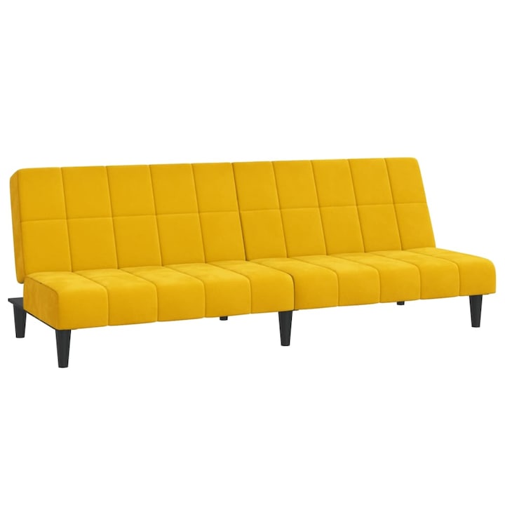 2-местно разтегателно канапе vidaXL, Жълто, Кадифе, 200 x 84,5 x 69 см, 20.9 kg