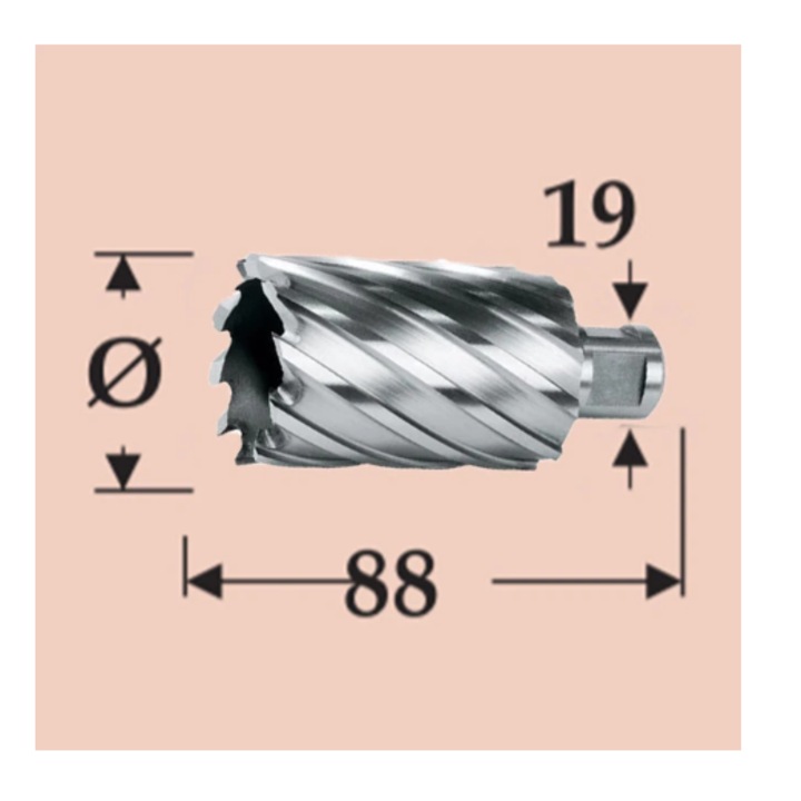 Carota HSS Ruko, prindere Weldon 3/4" (19mm), 38x55mm