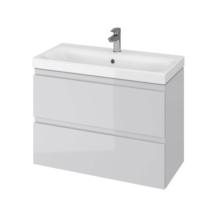 Baza si lavoar AX AS9741 suspendat, sertare, gri, 80x44.7x62 cm