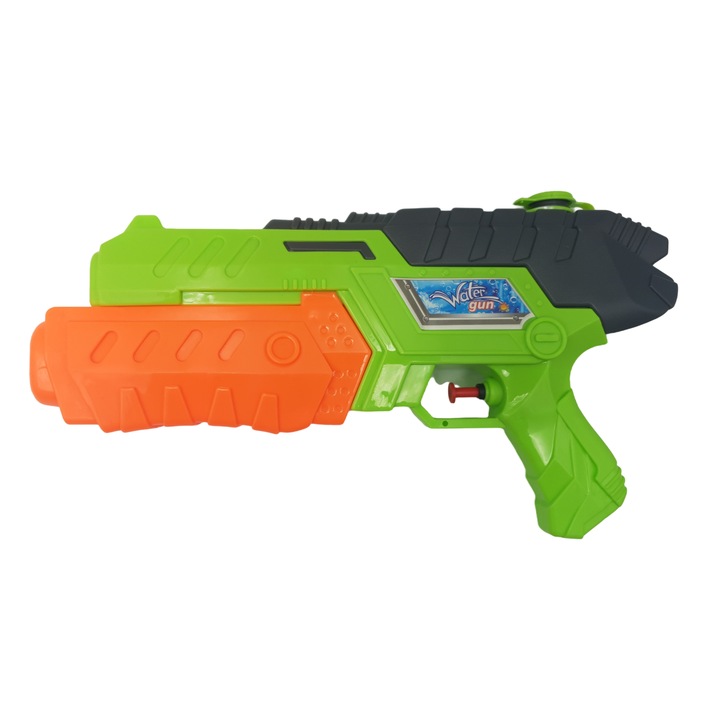 Pistol Jucarie cu Apa, cu Rezervor, Verde Portocaliu, 32x5x18 cm, + 3 Ani