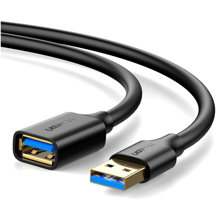 USB кабел Ugreen, US129 USB 3.0 (T) към USB 3.0 (M), 1 м, Черен