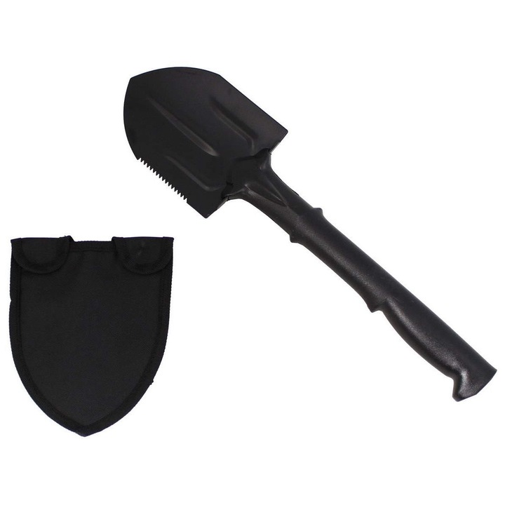 Lapát fedővel, Acél, Műanyag nyél, 44 cm, Fekete