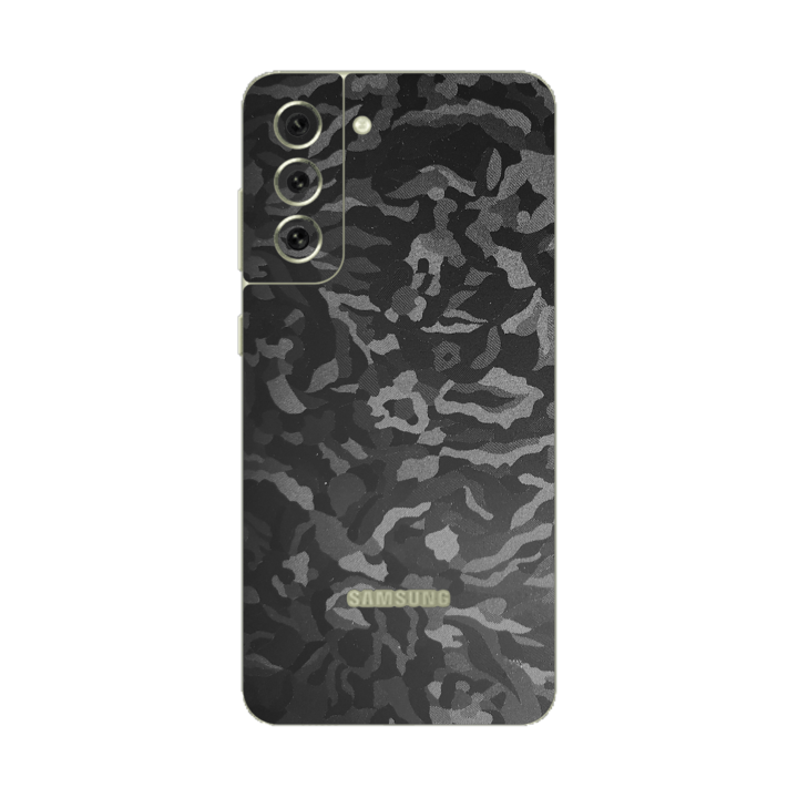 ISkinz Folie за Samsung Galaxy S21 FE 5G - Черна камуфлажна черна сянка 360 Cut, залепваща кожа на цялото тяло, защита на задния и страничния капак