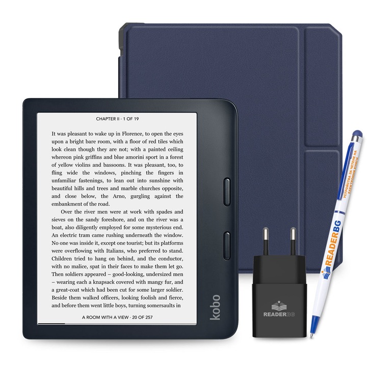 Set cititor eBook, Kobo, Libra 2, 7 inch, 32 GB, Albastru inchis