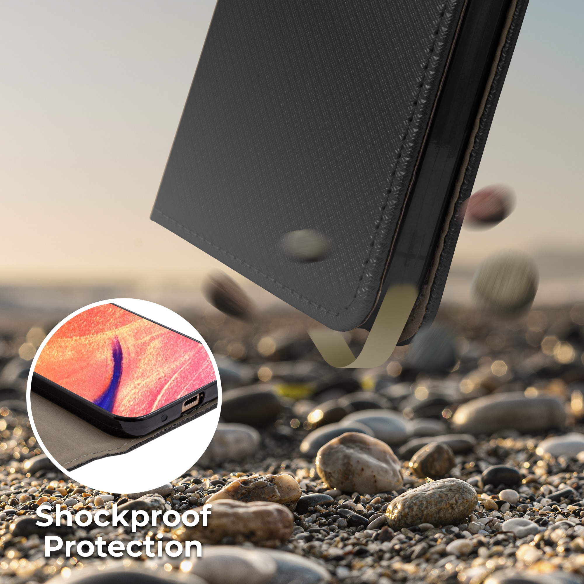 Husa pentru telefon, Moozy, Flip On, pentru Samsung Galaxy A10, Negru, Piele ecologica