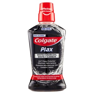 Apa de gura imbogatita cu extract de carbune, Colgate White + Charcoal, 500 ml
