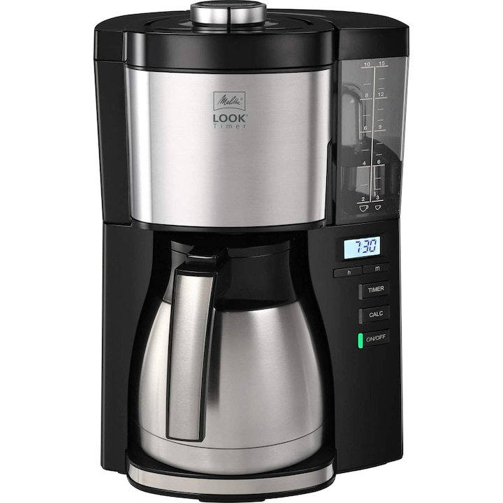 Cafetiera cu filtru Melitta Look V, 1080 W, 1.25 l, Negru/Argintiu