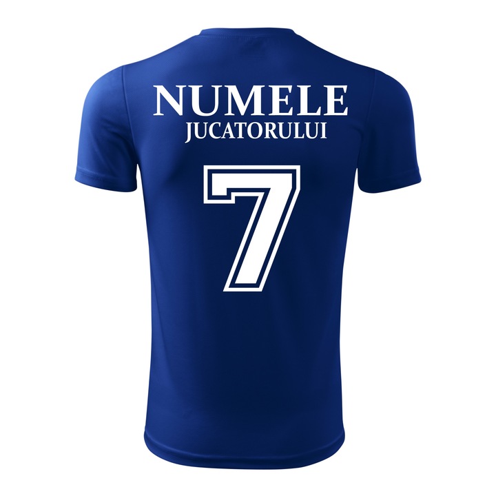 Tricou Barbat Personalizat pentru fotbal, Numele si numarul jucatorului 7, Albastru, Marime XL