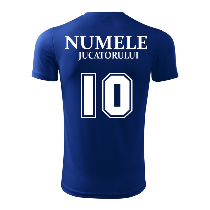 Tricou Barbat Personalizat pentru fotbal, Numele si numarul jucatorului 10, Albastru, Marime XL