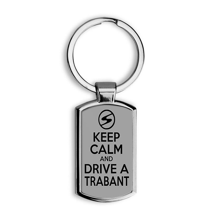 Keep calm Trabant elegáns fém kulcstartó