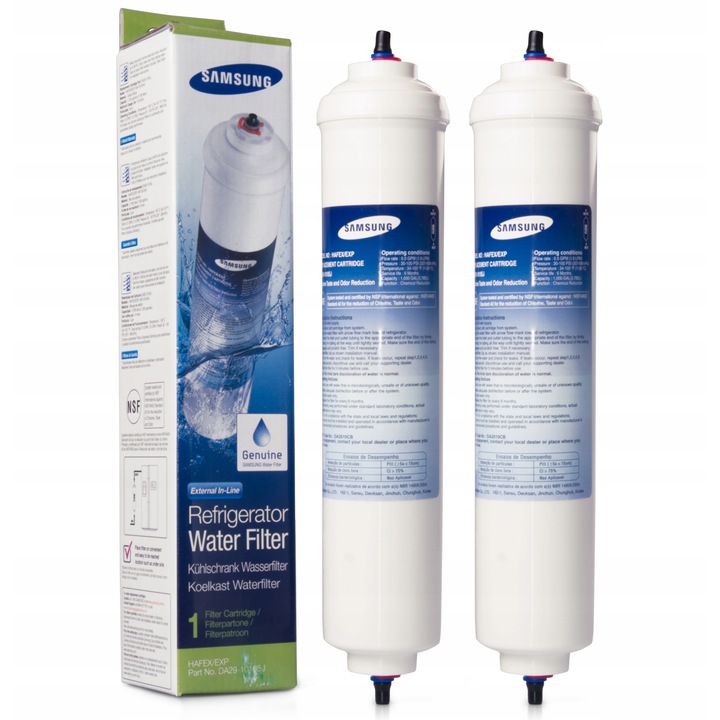 Set 2 Filtre de apa pentru frigider, Compatibil Samsung, Model DA29-10105J HAFEX / EXP AquaPure, Alb