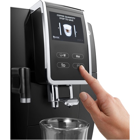 Espressor automat DE’LONGHI Dinamica ECAM 370.70.B, Carafa pentru lapte cu sistem LatteCrema, Rasnita metalica cu 13 setari, 1.8 l, 1450 W, 19 bari, Negru