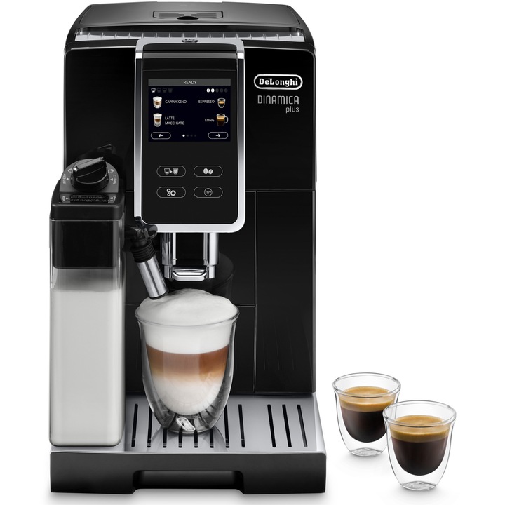 Кафеавтомат DE’LONGHI Dinamica ECAM 370.70.B, 19 bar, 1450 W, 1.8 л, Гарафа за мляко със система LatteCrema, Метална мелачка с 13 степени