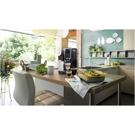 Espressor automat DE’LONGHI Dinamica ECAM 370.70.B, Carafa pentru lapte cu sistem LatteCrema, Rasnita metalica cu 13 setari, 1.8 l, 1450 W, 19 bari, Negru