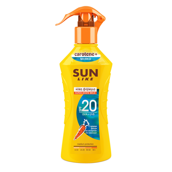 Lapte spray de protectie solara pentru plaja, Sun Like, SPF 20, 200 ml