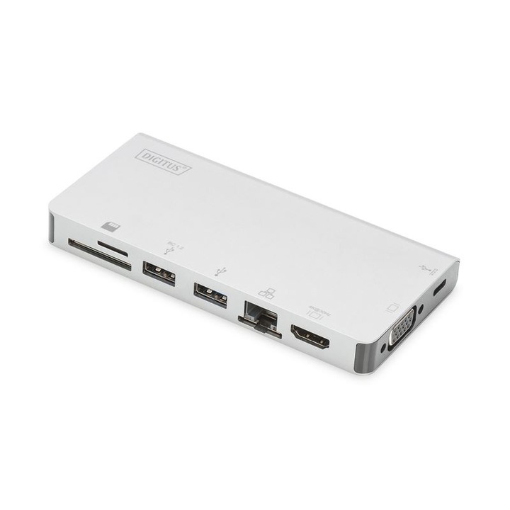 DIGITUS - USB-C utazó 8 portos univerzális notebook dokkoló állomás - DA-70866