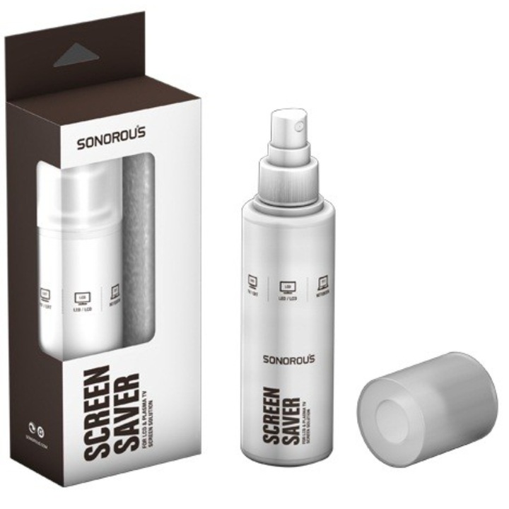 Kit de curatare Sonorous Screen Saver 150 pentru ecran LCD/LEDPlasma, Efect antistatic, 150 ml, Alb
