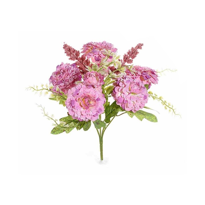 Művirág csokor, rózsaszín-zöld, 30 cm