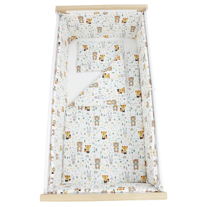 Lenjerie 5 piese, Ursulet cu esarfa verde, 120x60 cm