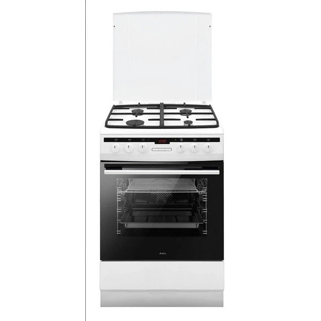 Aragaz Amica, 6117GED3.33PaHZpTaDA (W), gaz, electric, 60 cm, 77L, Alb/Negru