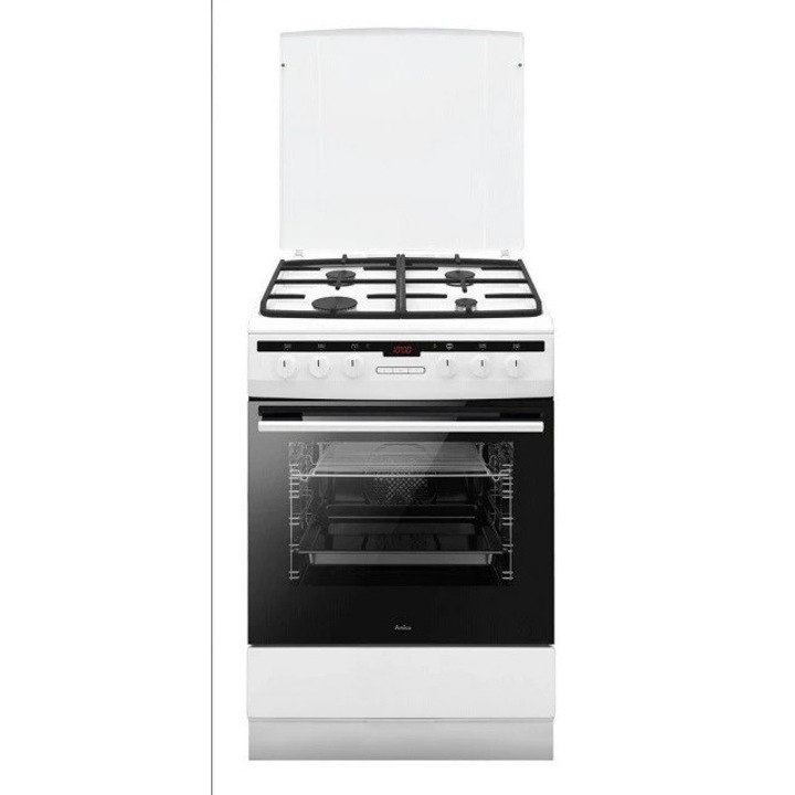 Aragaz Amica, 6117GED3.33PaHZpTaDA (W), gaz, electric, 60 cm, 77L, Alb/Negru