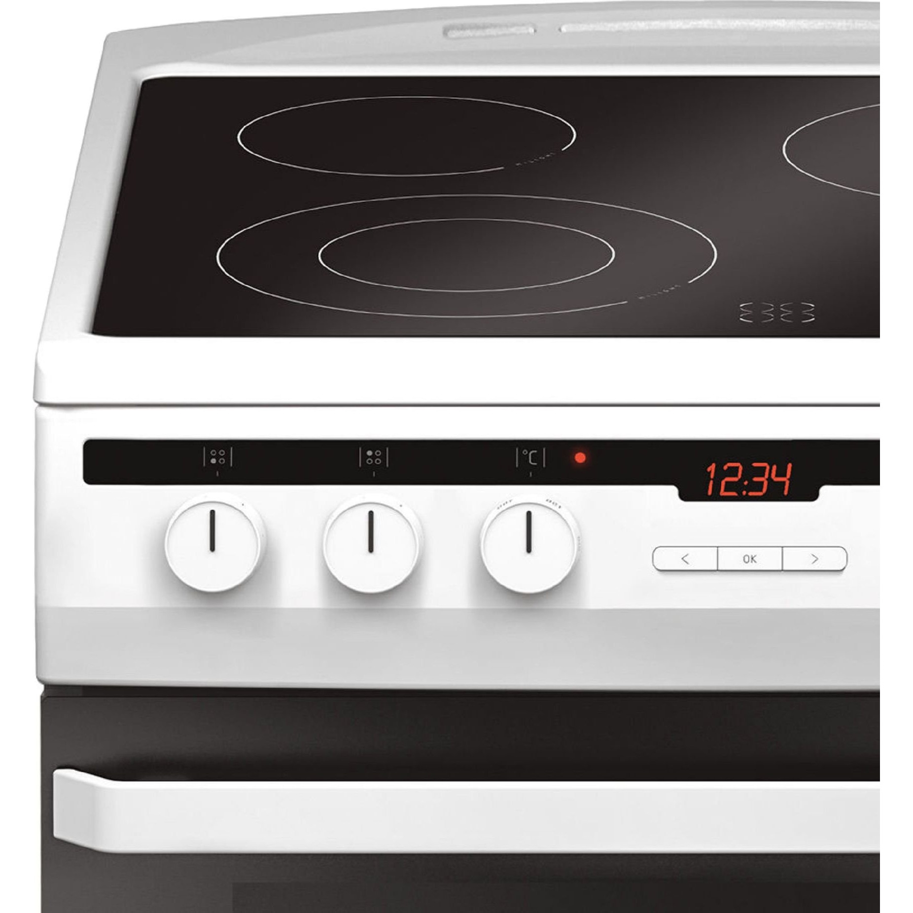 Aragaz Amica, 618CE3.332HTaQ W, Alb, vitroceramica, 65L, extrudat, electric, 60 cm latime