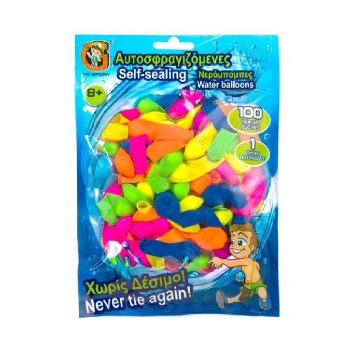 Set baloane de apa pentru copii, 100 bucati, multicolor, latex