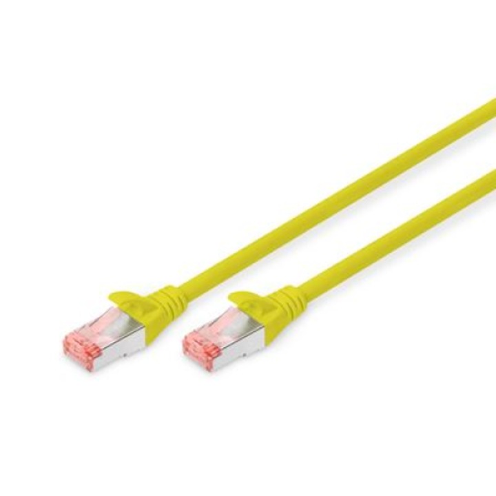 DIGITUS мрежов кабел Cat6 S/FTP 2xRJ45 0.25m жълт със армиран край