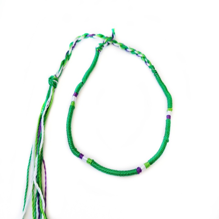 Bratara textil, pentru mana si picior din matase, Green