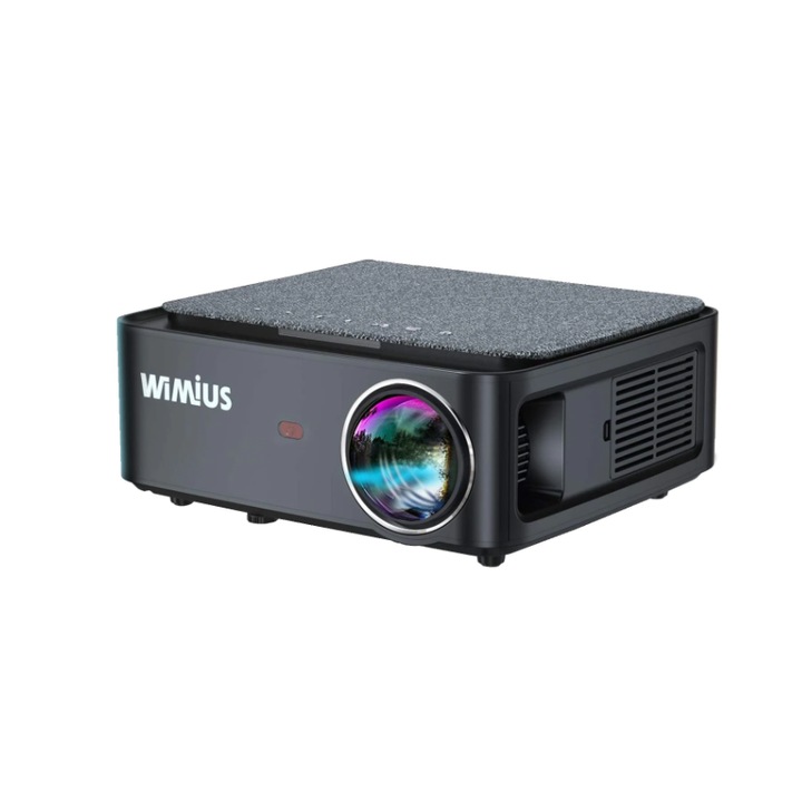 Videoproiector Wimius P62 WiFi 6 si Bluetooth 5.2, 500 ANSI 4K, nativ  1080P, Keystone 6D automat si zoom 50%, Smart Home pentru telefon/PC/TV  Stick 