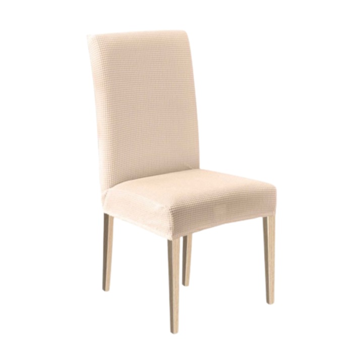 Set 6 huse elastice pentru scaune, Universale, Crem deschis, 55 cm x 45 cm