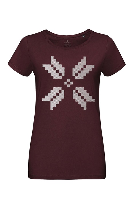 Tricou simbol Stea in opt colturi, dama, culoare burgund 2209