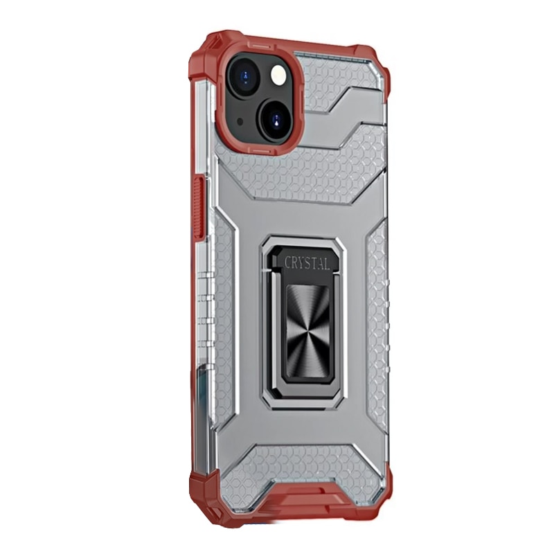 Carcasa Crystal Ring compatibila cu iPhone 13, Functie magnetica, Red