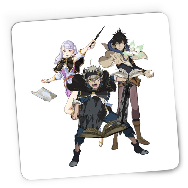 Mousepad Gaming Black Clover Asta Yuno Noelle Spells Books Wizard Academy, 21x19 см