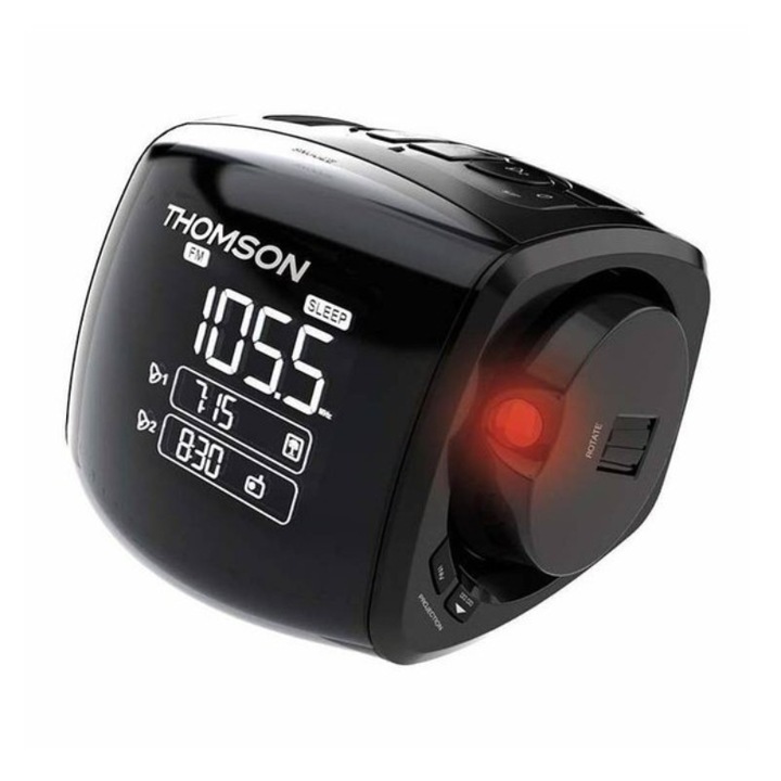 Radio FM cu ceas si proiector THOMSON CP284 Afisaj LCD, Alarma/Snooze, 230V, Negru