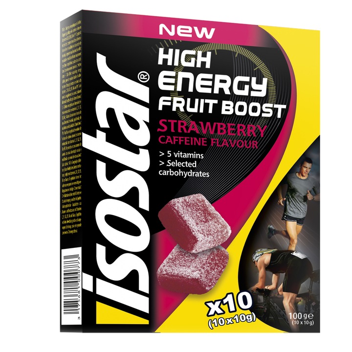 Енергизиращи желирани блокчета Isostar Energy Fruit Boost, Ягода, 10 х 10 гр
