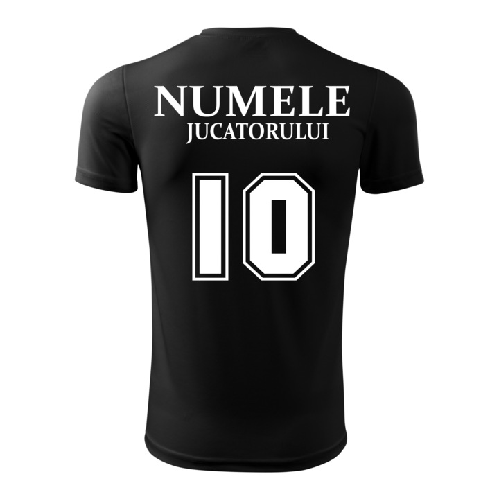 Tricou Barbat Personalizat pentru fotbal, Numele si numarul jucatorului 10, Negru, Marime XL