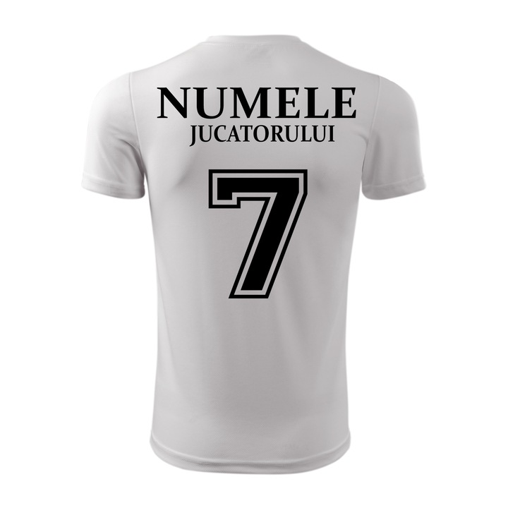 Tricou Barbat Personalizat pentru fotbal, Numele si numarul jucatorului 7, Alb, Marime S