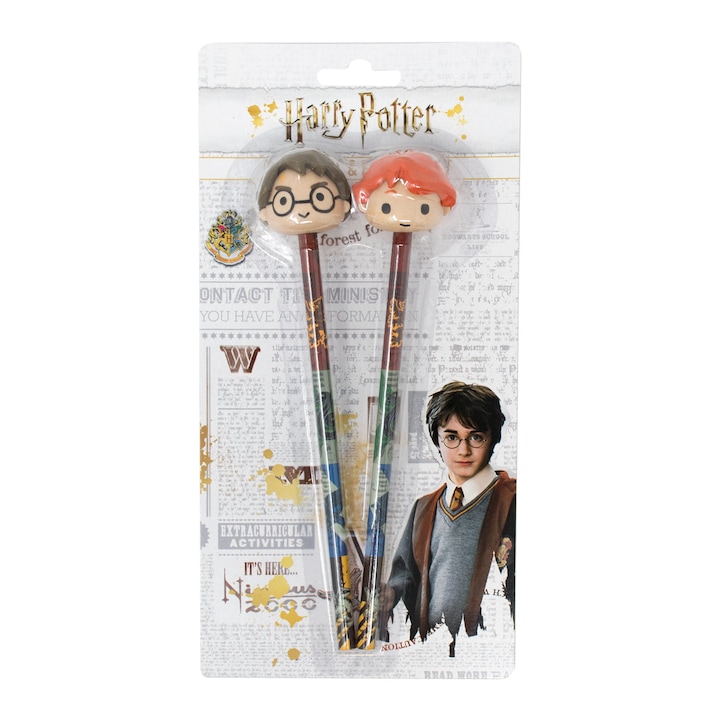Моливи с 3D гумичка Harry Potter, 2 бр., Многоцветен
