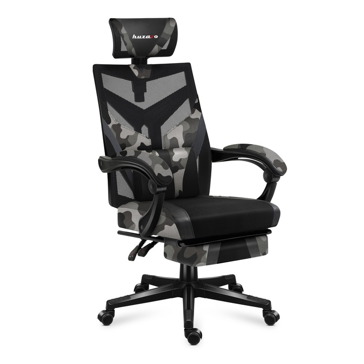 Гейминг стол Huzaro Combat 5.0, Recliner, Подложка за крака, Камуфлаж
