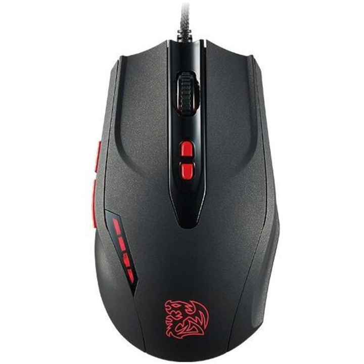 Мишка Thermaltake MO-BKV-WDLGBK-01, Лазерна, USB, жична, 4000 DPI, 7 бутона, Червена