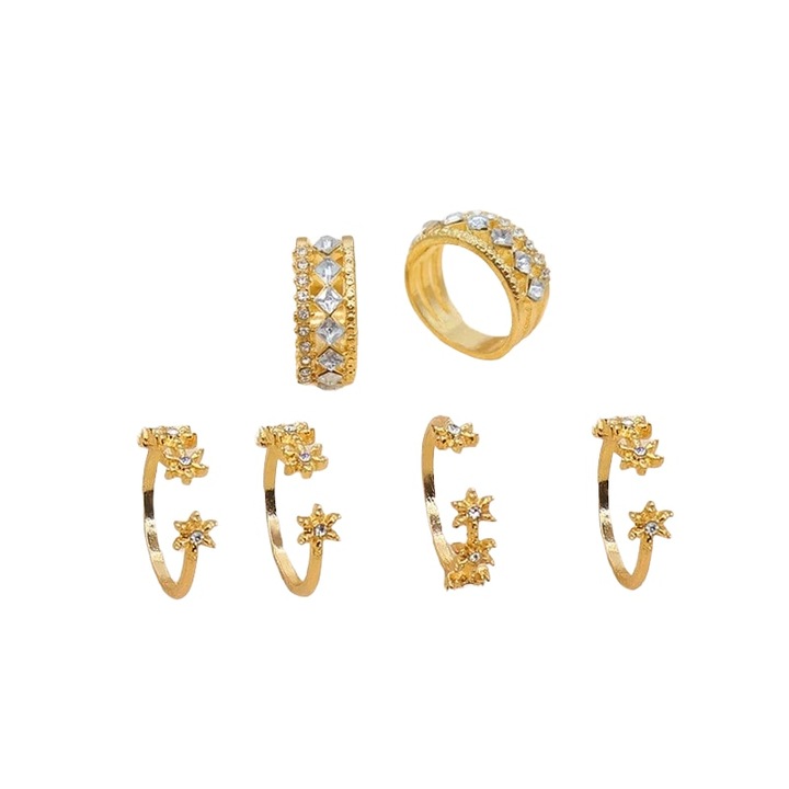 Set 6 inele aurii, cu pietre, Fides C6, Pursehuit