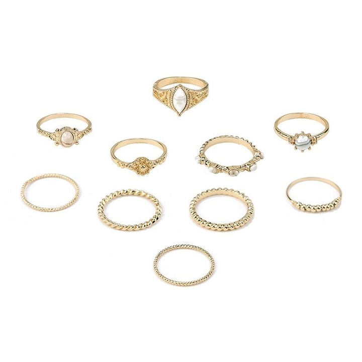 Set 10 inele aurii, cu pietre, Fenna C6, Pursehuit